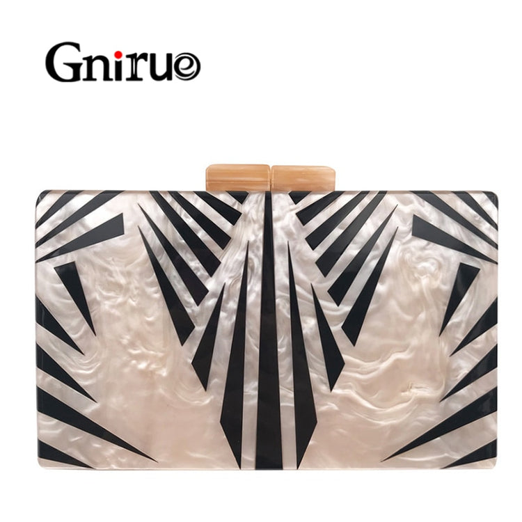 Fashion Pearlescent Acrylic Bag Chain Women Messenger Bag Geometric Patchwork Clutches Elegant Evening Bag Party Prom Handbags - Azbrowse