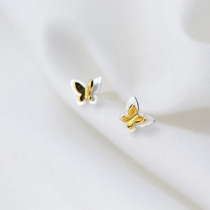 MloveAcc Genuine 925 Sterling Silver Gold Butterfly Stud Earrings for Women Brincos Fashion Silver Jewelry Bijoux - Azbrowse
