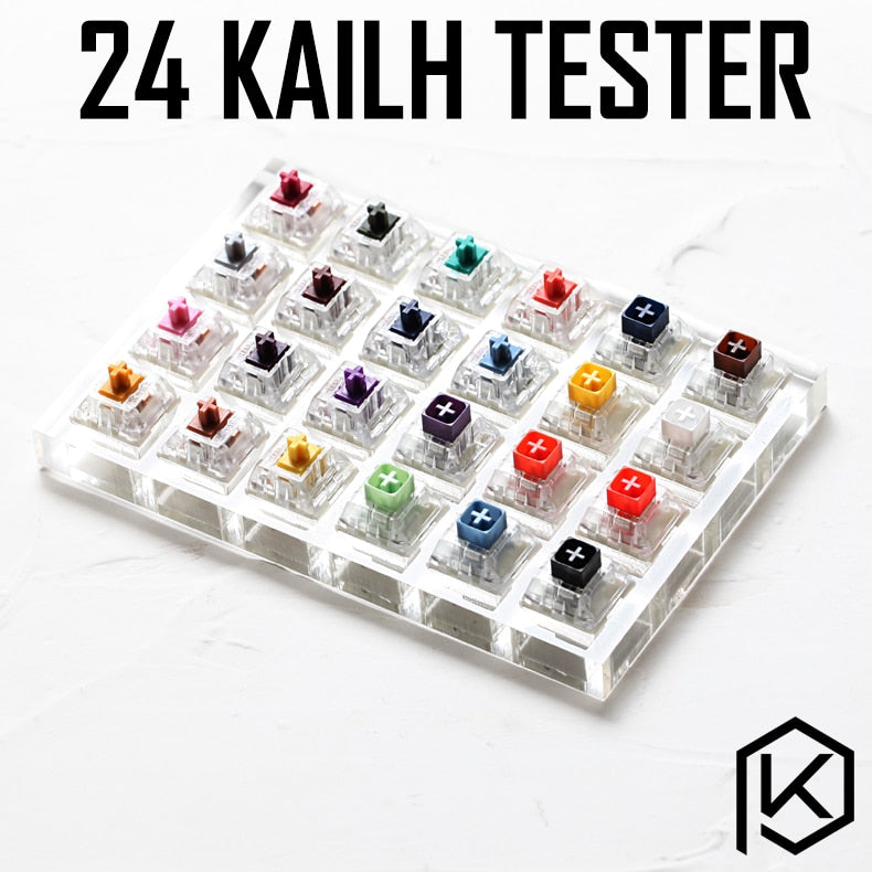 24 switch switches tester with acrylic base blank keycaps for mechanical keyboard kailh box heavy pro purple orange yellow gold - Azbrowse