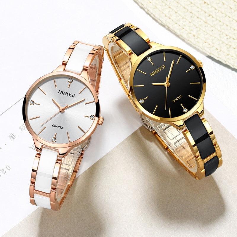 NIBOSI Women Wrist Watch Ceramic Bracelet Watches Ladies Creative Watch For Women Female Clock Relogio Feminino Montre Femme - Azbrowse