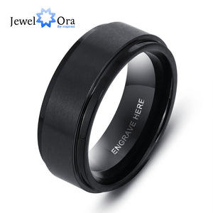 Personalized Engrave Name Rings for Men Black Stainless Steel Ring Fashion Male Jewelry Gift for Husbands (JewelOra RI103856) - Azbrowse