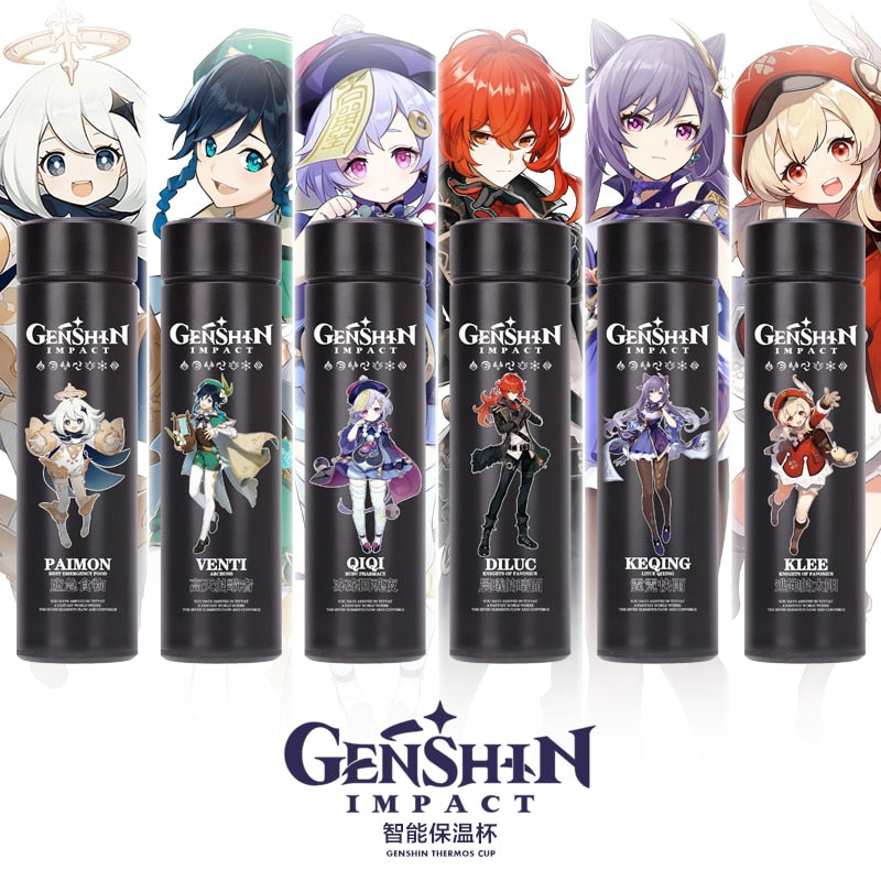 Anime Game Genshin Impact Venti Paimon Klee Diluc Qiqi Keqing Stainless Steel Vacuum Cup Thermos Cup Water Bottle Xmas Gift - Azbrowse