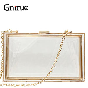 New Transparent Acrylic Bags Clear Clutches Evening Bags Wedding Party Handbags Chain Women Shoulder Bags Purses 9 Colors - Azbrowse