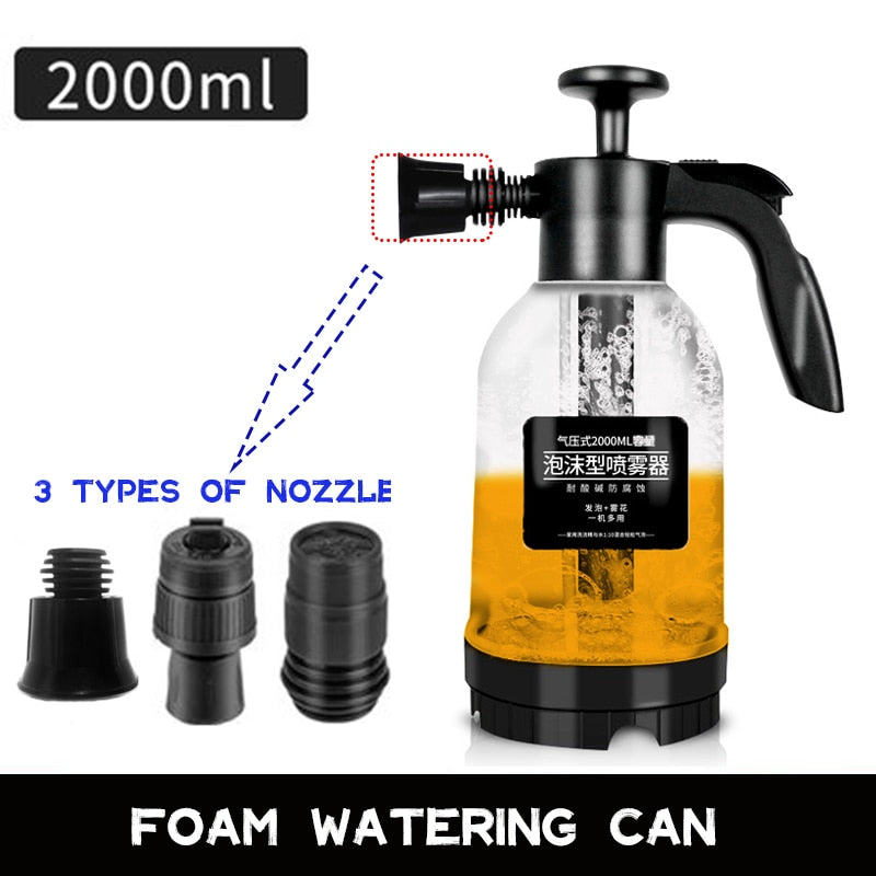 2L Hand Pump Foam Sprayer with 3 Types of Nozzle Hand Pneumatic Foam Cannon Snow Foam Car Wash Spray Bottle Car Window Cleaning - Azbrowse