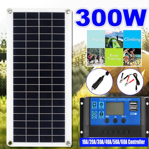 300W Solar Panel Kit Complete 12V USB With 10-60A Controller Solar Cells for Car Yacht RV Boat Moblie Phone Battery Charger - Azbrowse