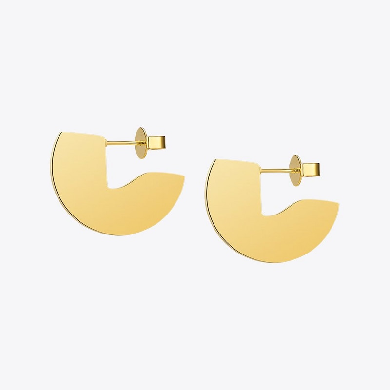 Enfashion Punk Geometic Semi-circle Fan Stud Earring Gold Color Stainless Steel Earrings For Women Earrings oorbellen E5423 - Azbrowse