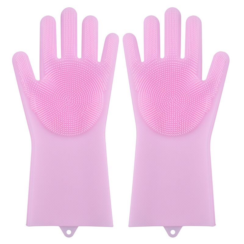 1 Pair Magic Dishwashing Gloves Silicone Cleaning Glove Magic Silicone Rubber Dish Washing Glove Kitchen Bathroom Household Tool