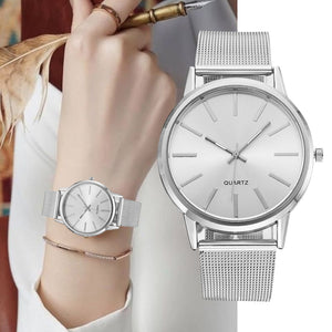 Luxury Women Watches 2023 New Stylish Silver Minimalist Business Ladies Quartz Watch Breathable Leather Steel Clock Reloj Mujer - Azbrowse