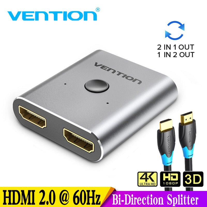 4K HDMI Switch 2 Ports Bi-directional 1x2 / 2x1 HDMI Switcher Splitter Supports Ultra HD 4K 1080P 3D HDR HDCP for PS4 Xbox HDTV - Azbrowse