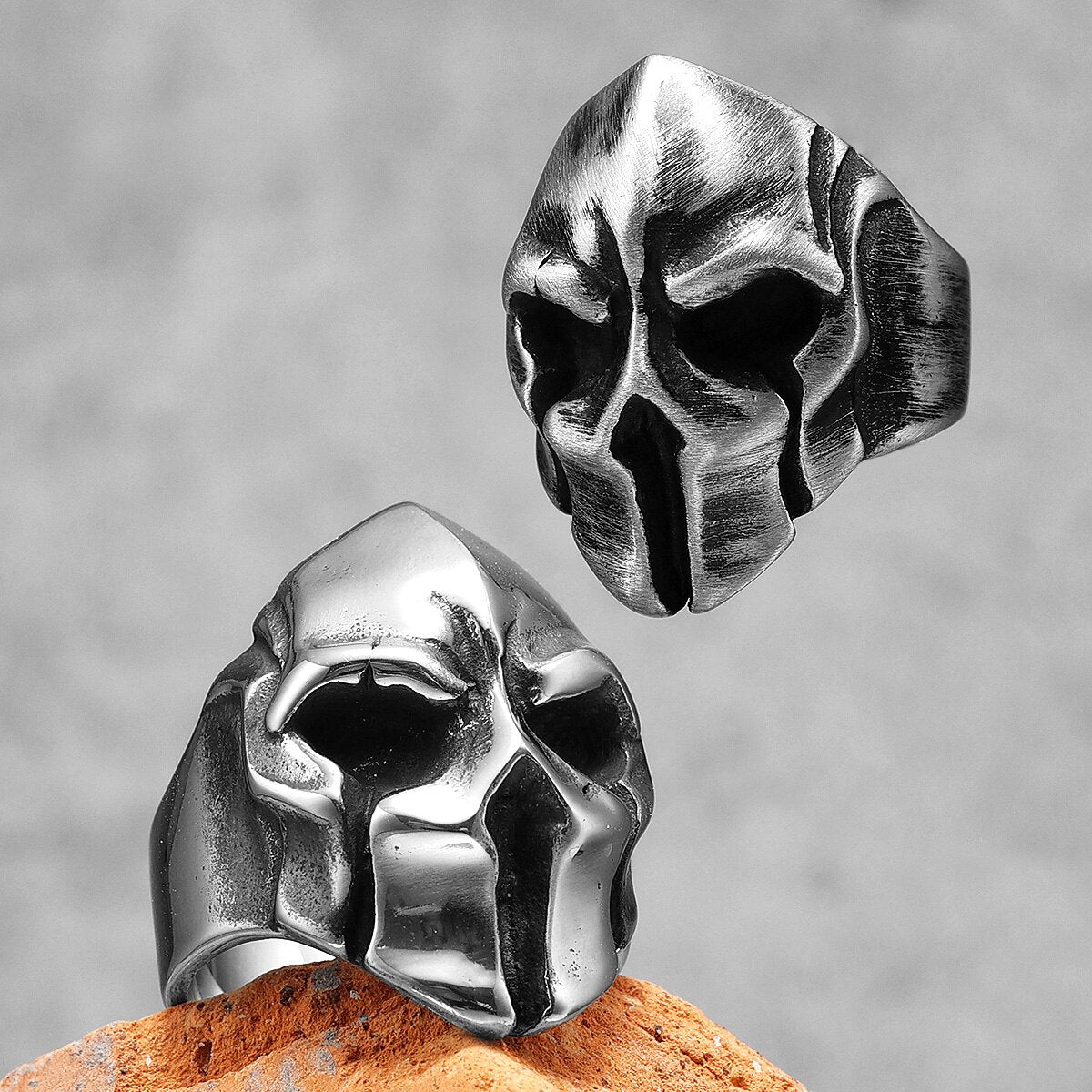Stainless Steel Men Rings Spartan Helmet Warrior Skull Punk Rock Gothic for Biker Male Boy Jewelry Creativity Gift Wholesale - Azbrowse
