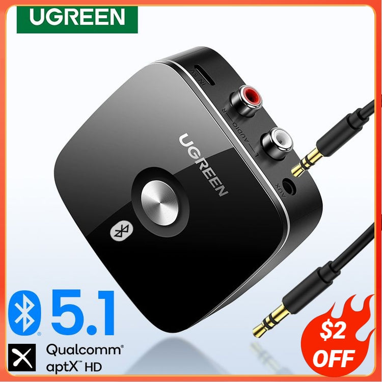 UGREEN Bluetooth RCA Receiver 5.1 aptX HD 3.5mm Jack Aux Wireless Adapter Music for TV Car RCA Bluetooth 5.0 3.5 Audio Receiver - Azbrowse