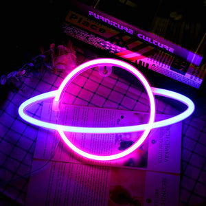 Planet LED Lights Neon Light Sign Bedroom Decor Neon Sign Night Lamp for Rooms Wall Art Bar Party USB or Battery Powered - Azbrowse