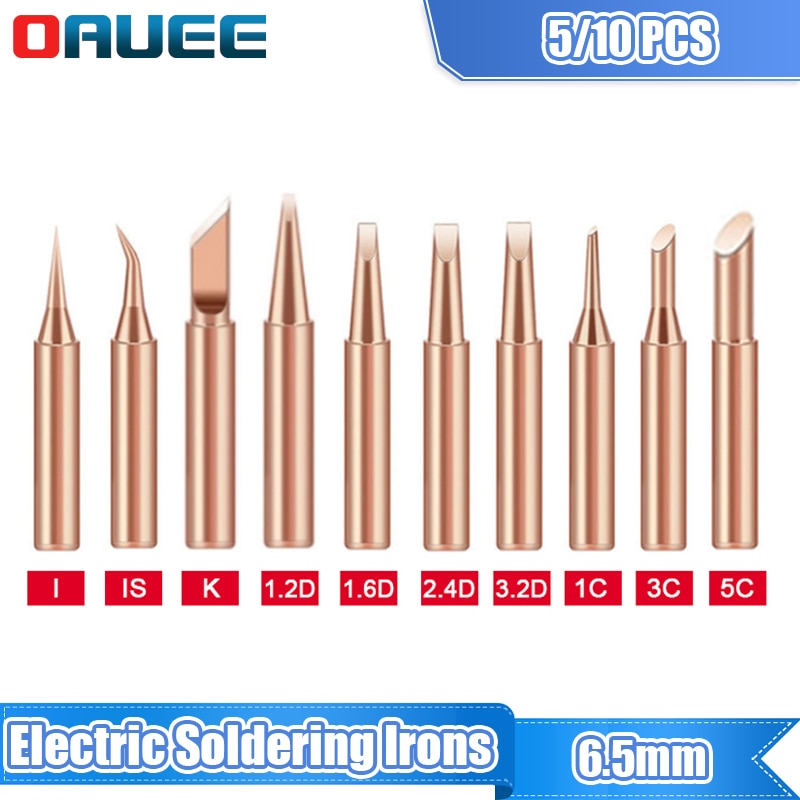 5/10Pcs Electric Soldering Iron Head Tool Copper Welding Head 900M-T-K Pure Copper Soldering Iron Welding Equipment Welding Tool - Azbrowse