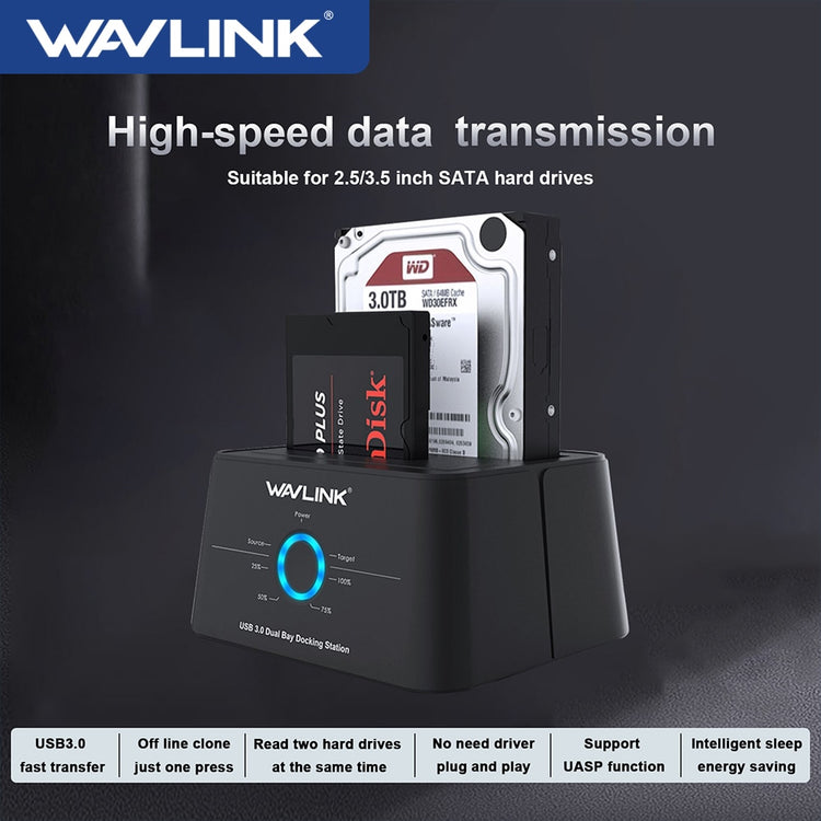 Wavlink HDD Docking Station Sata Hard Drive Enclosure SATA to USB 3.0 Adapter UASP For 2.5 3.5 SSD Disk Case HD Box Dock - Azbrowse